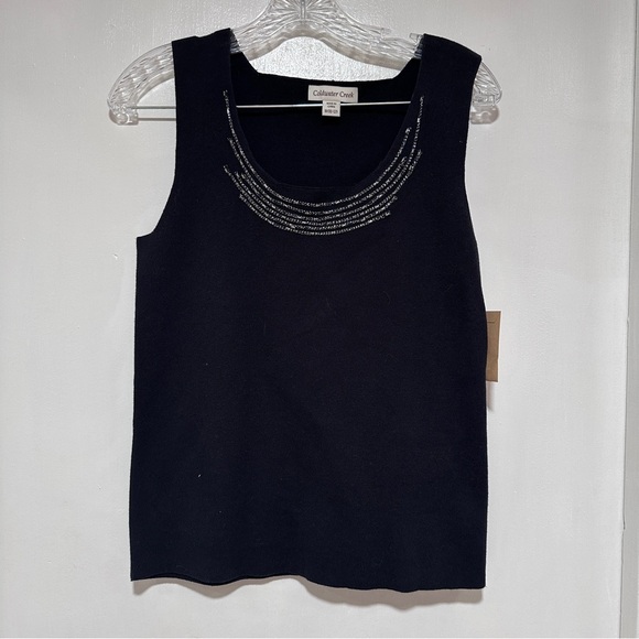 Coldwater Creek Tops - NWT Coldwater Creek fine knit sweater tank w embellished neckline. Size Mediumz